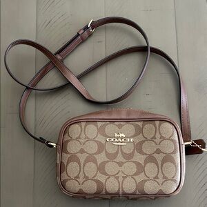 Coach Signature Brown and Tan Crossbody Bag